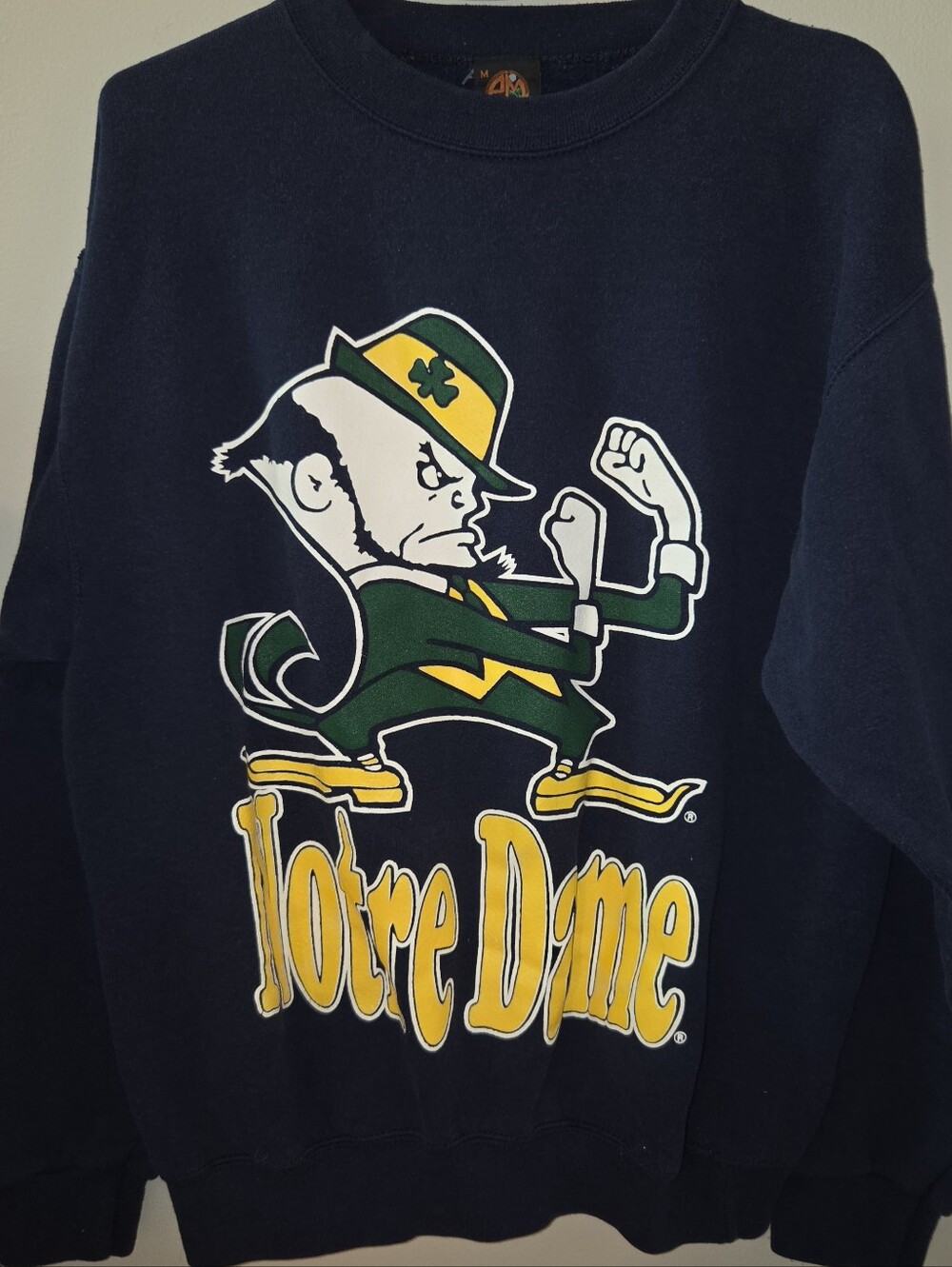 Vintage Notre Dame Fighting Irish Navy Crewneck Sweatshirt Made In USA M 90's